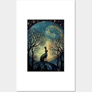 Hare, Pagan Hare, Pagan Art, Moon, Animal, Posters and Art